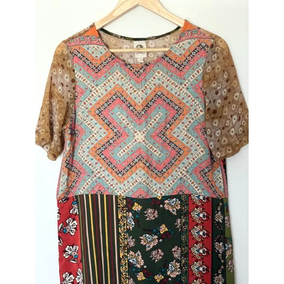 TINY Anthropologie Mixed Print Boho Floral Dress Size XS- Small b142 - Picture 8 of 12